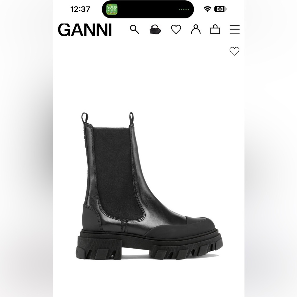 GANNI Lug Sole Chelsea Boots, Size EU 39